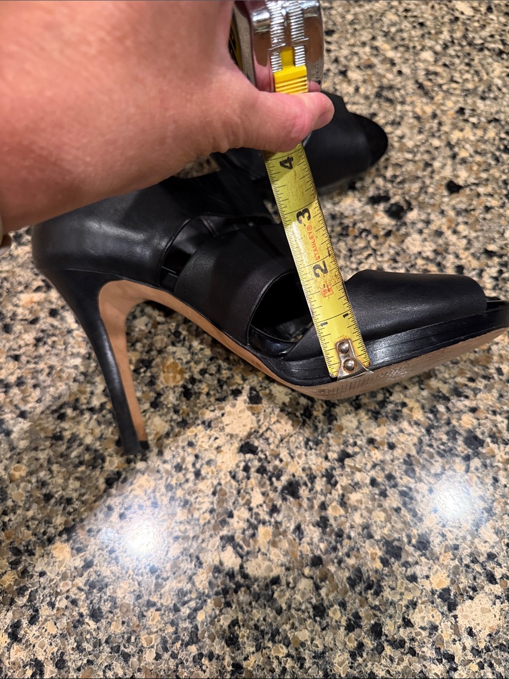 White House Black Market Black Strappy Peep-Toe Heels - Picture 10 of 10